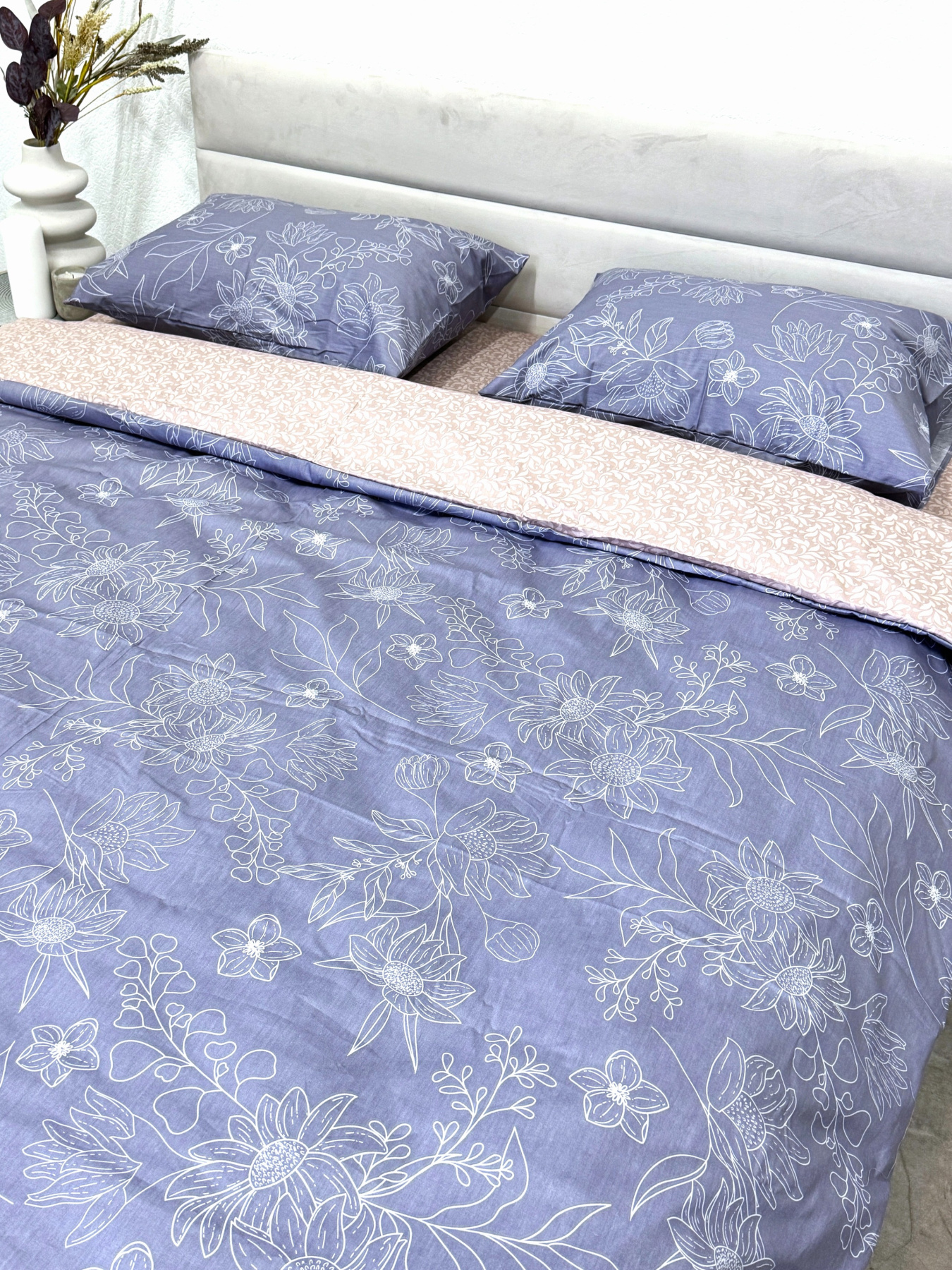 Комплект постільної білизни полуторний сатин синій (рис. 24306) Ecotton модель 24801 Фото