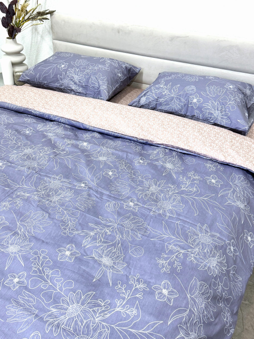 Комплект постельного белья полуторный сатин синий (рис. 24306) Ecotton модель 24801 Фото