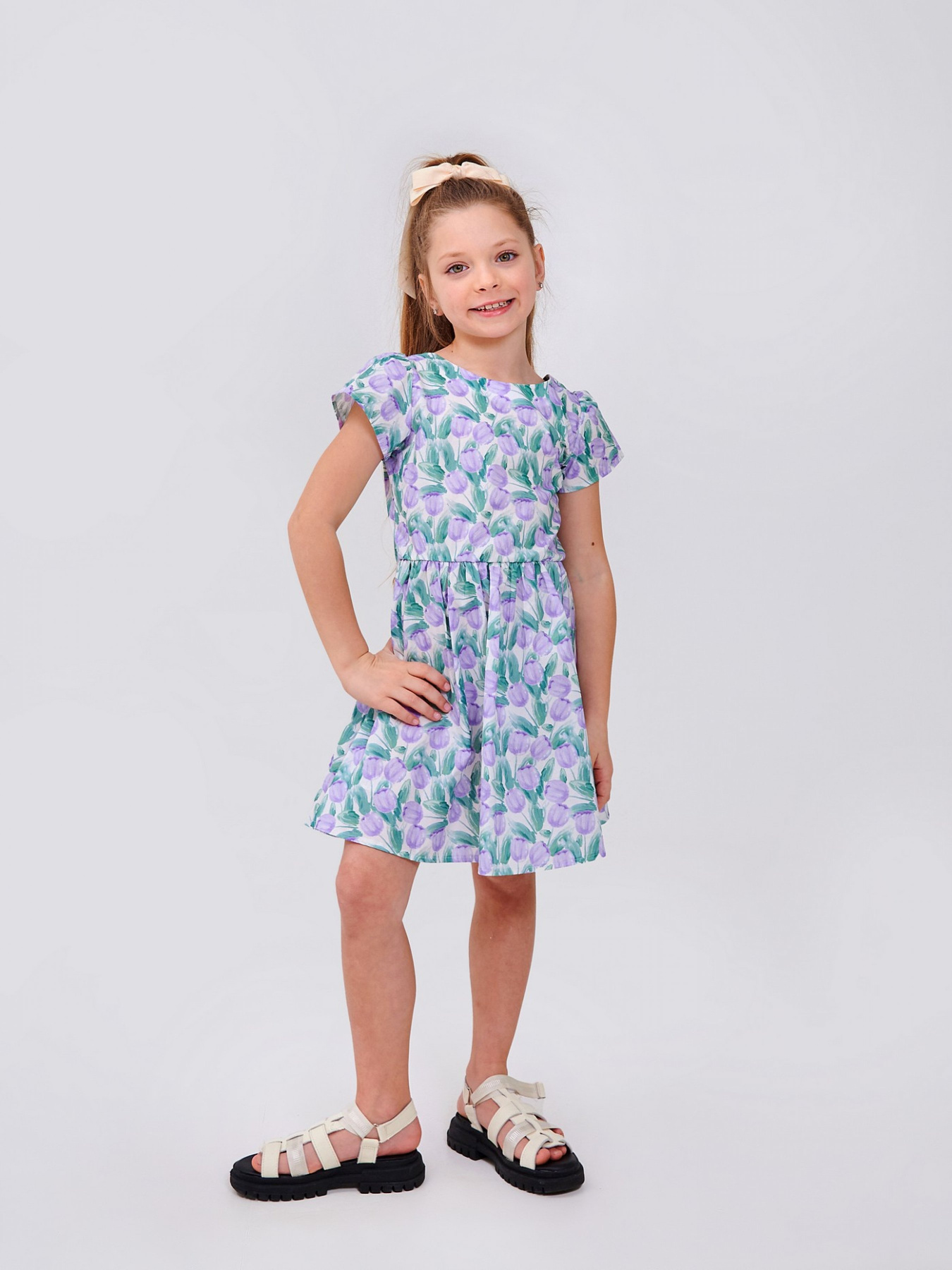 Платье мини SMIL модель smil_120430-1-risunok-lavandovye-tulpany Фото