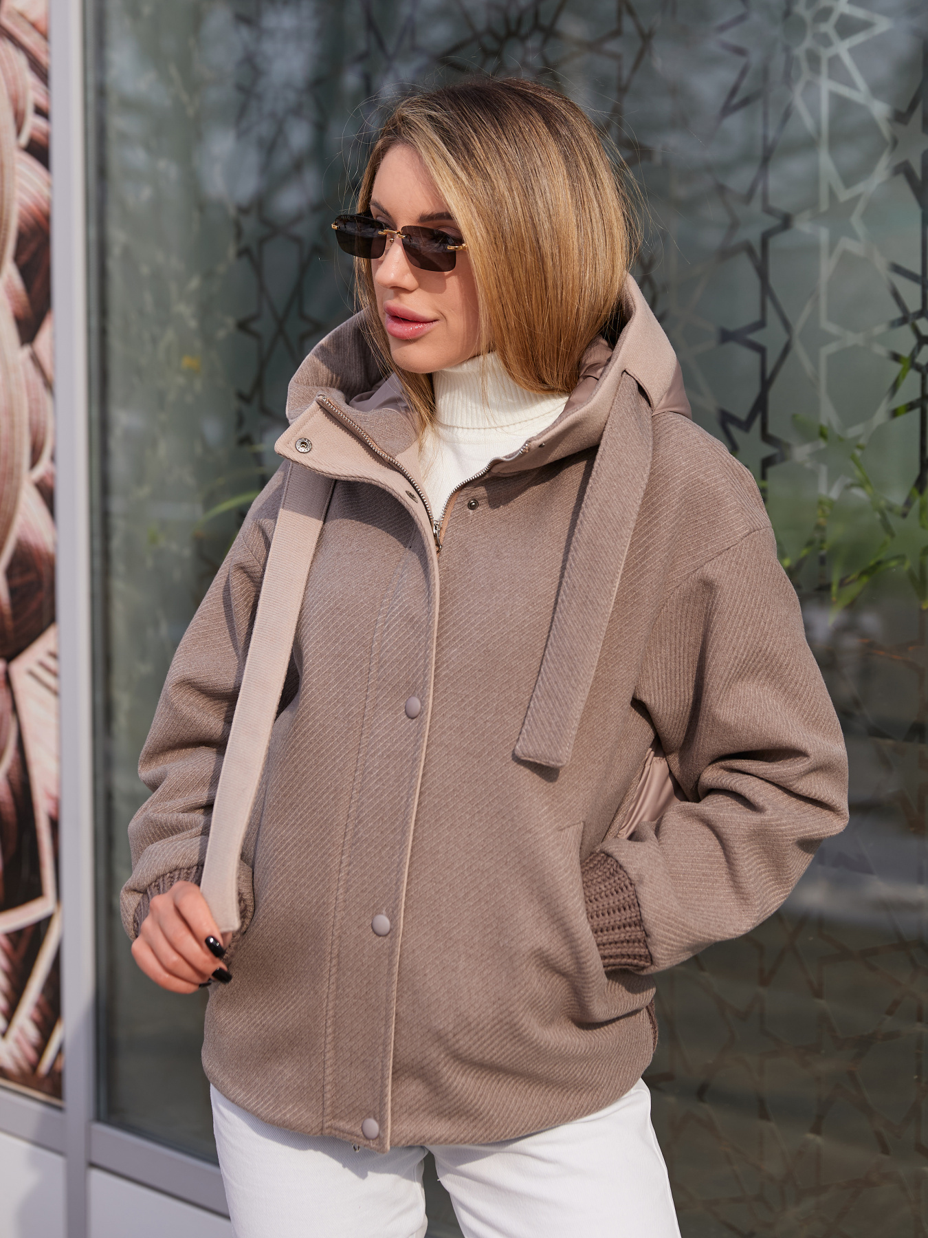 Куртки MilaNova модель Куртка К-368 капучино+бежевый Фото