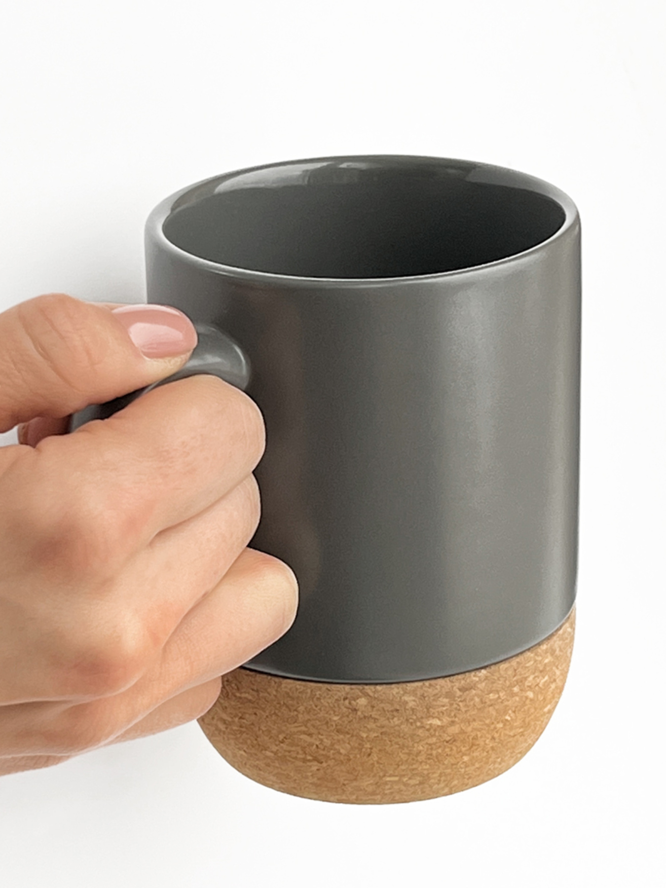 Кружка с пробковой подставкой серая MBM MY HOME модель KP-14 GRAY Фото