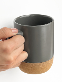 Кружка с пробковой подставкой серая MBM MY HOME модель KP-14 GRAY Фото