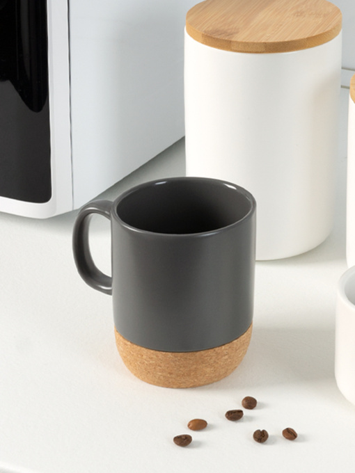 Кружка с пробковой подставкой серая MBM HOME модель KP-14 GRAY Фото