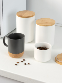 Кружка с пробковой подставкой серая MBM HOME модель KP-14 GRAY Кружка с пробковой подставкой серая MBM HOME модель KP-14 GRAY Фото