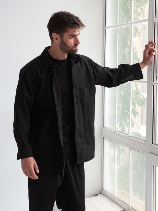 Рубашка повседневная IJ модель ij-sorochka-linen-black-man Фото