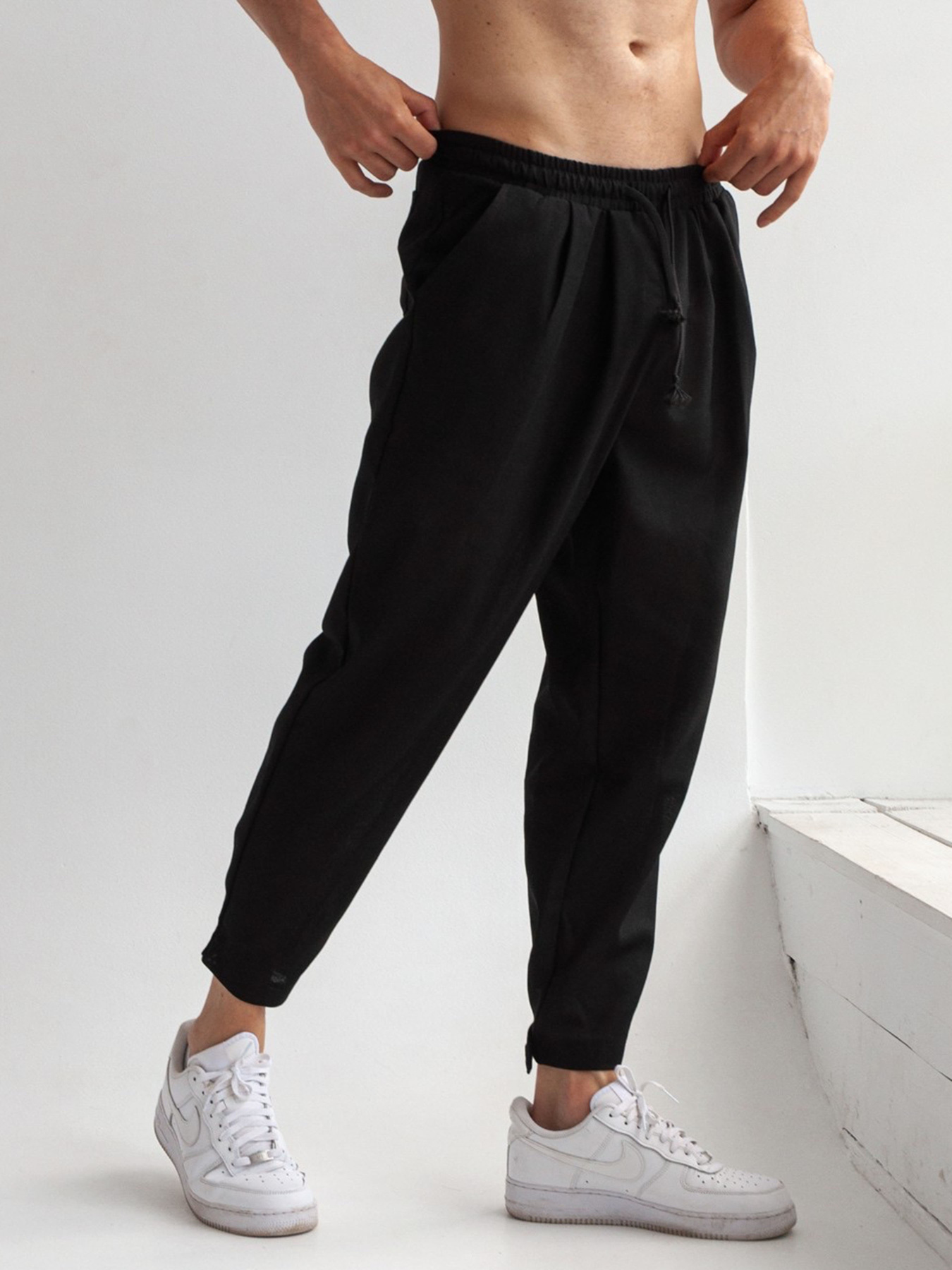 Повседневные штаны IJ модель lipuchki-linen-black-man Фото