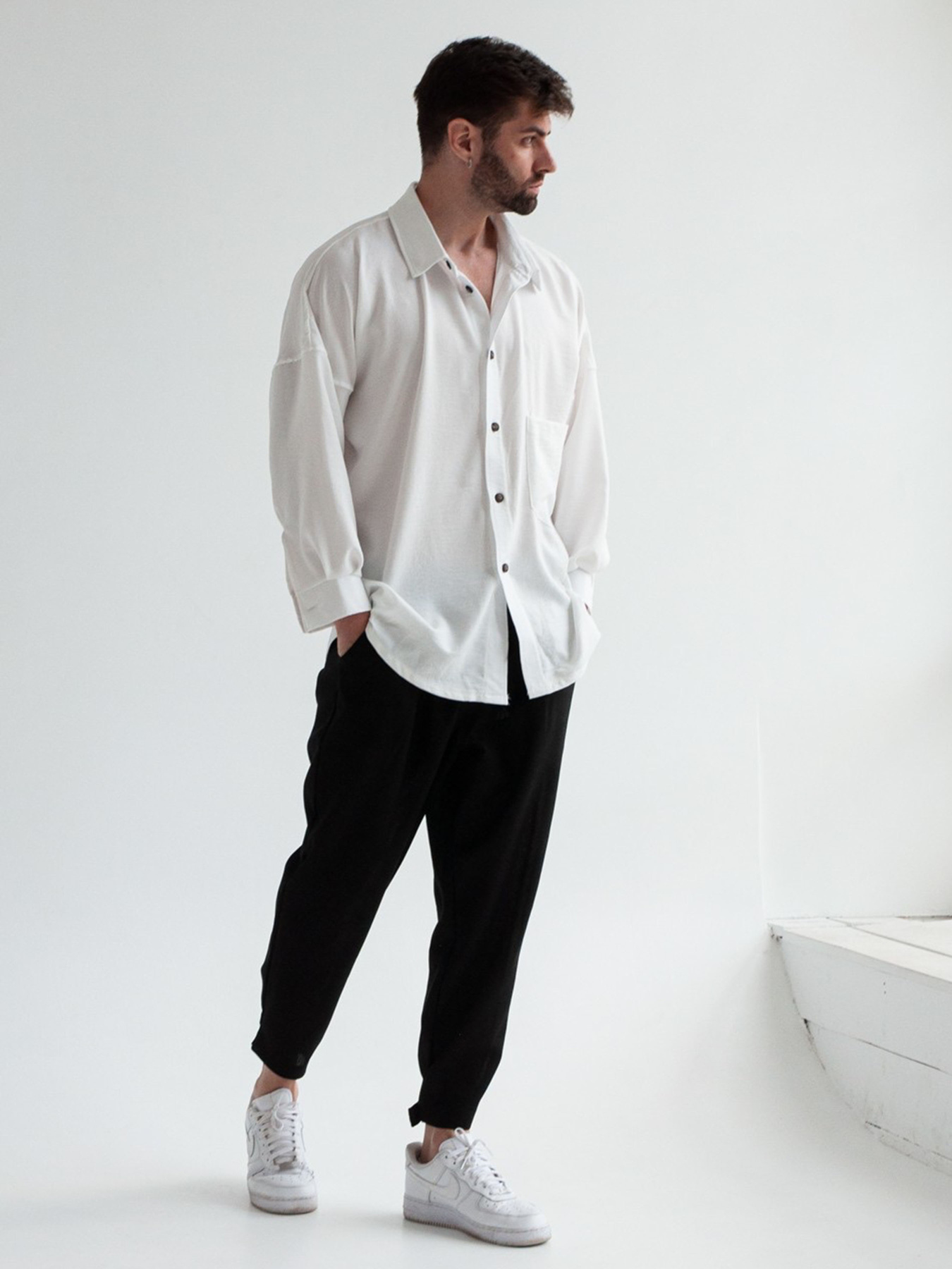 Рубашка повседневная IJ модель ij-sorochka-linen-white-man Фото