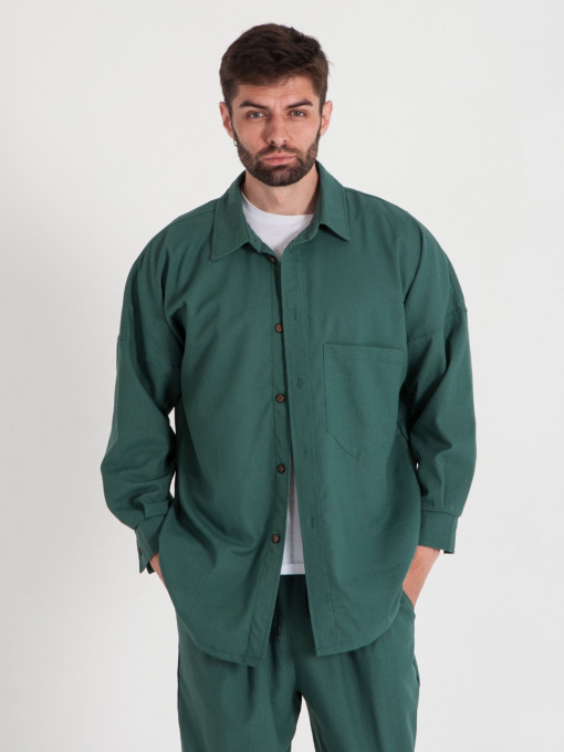 Рубашка повседневная IJ модель ij-sorochka-linen-emerald-man Фото