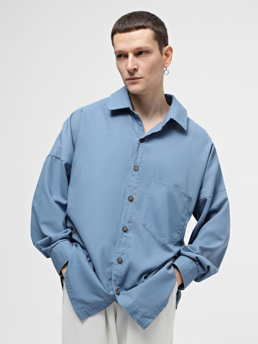 Рубашка повседневная IJ модель ij-sorochka-linen-blue-man Фото