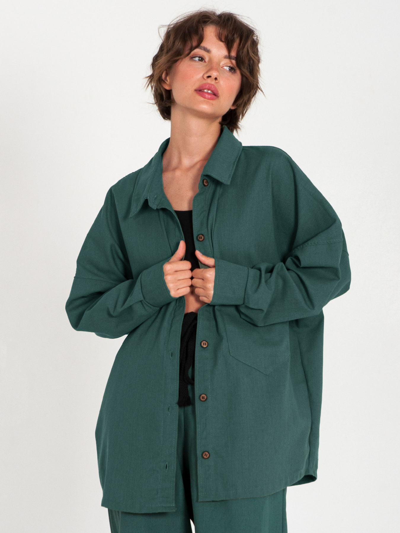 Сорочка IJ модель ij-sorochka-linen-emerald Фото