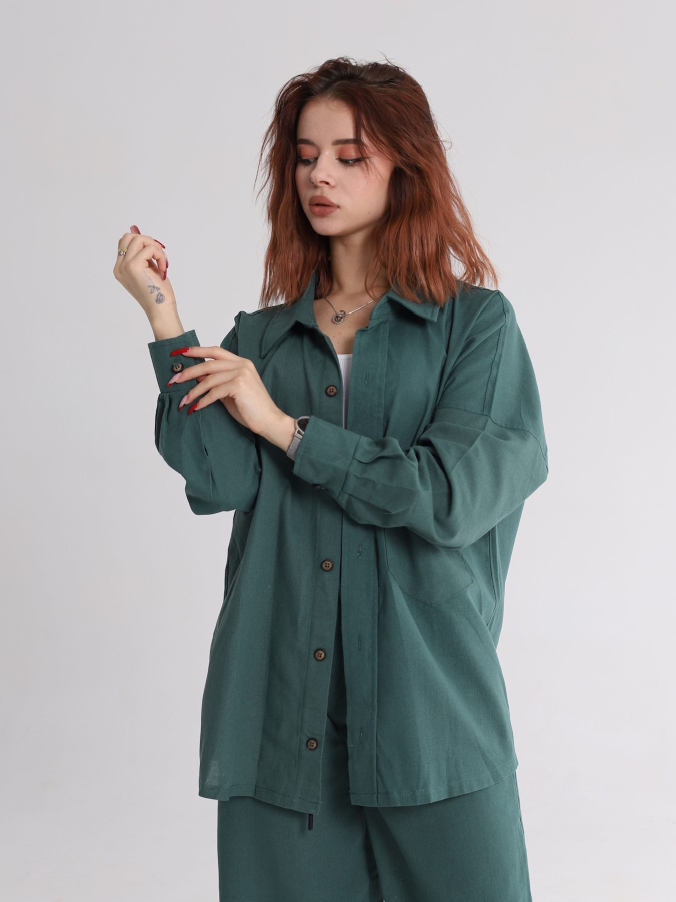 Сорочка IJ модель ij-sorochka-linen-emerald Фото