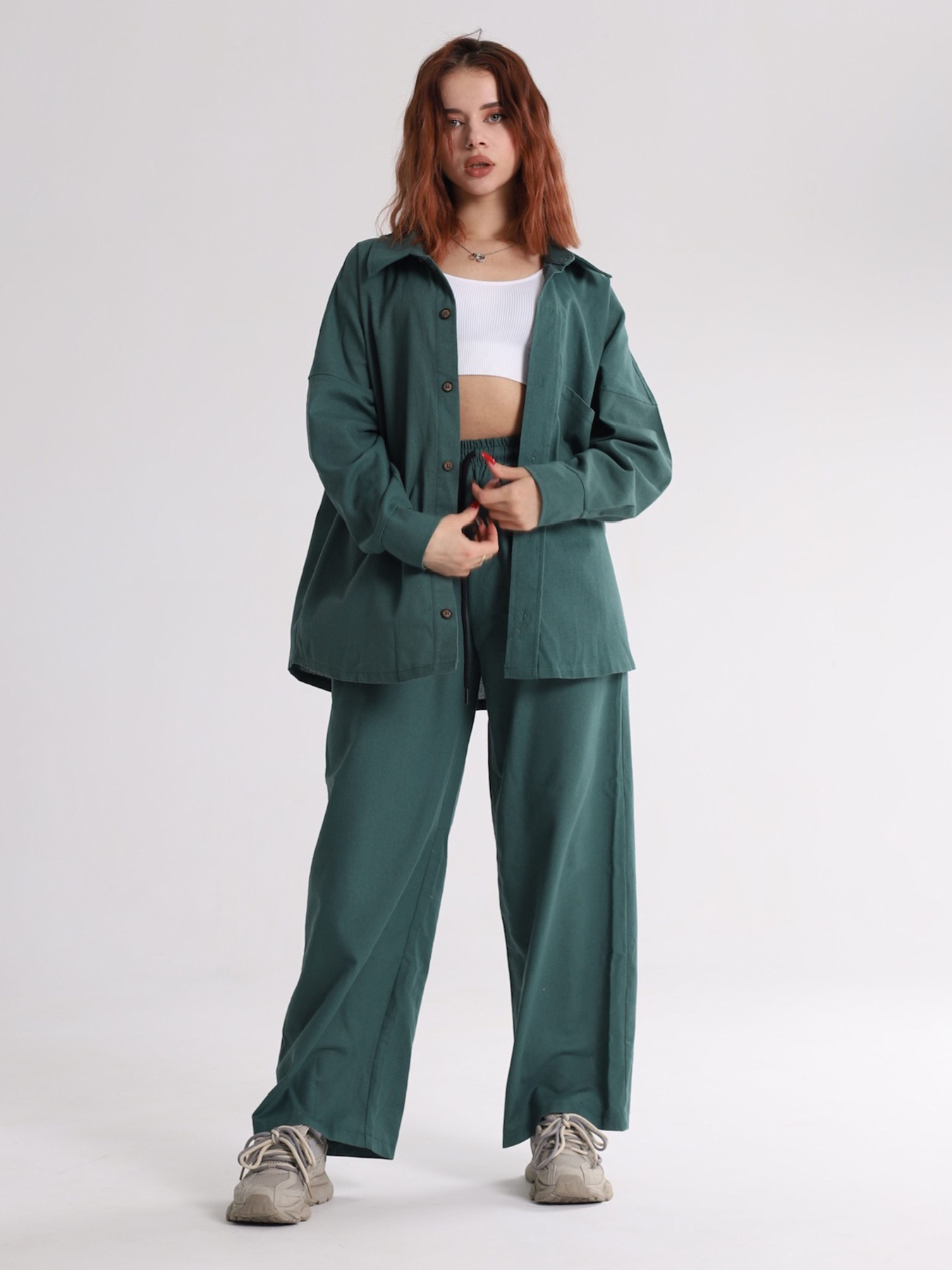 Рубашка повседневная IJ модель ij-sorochka-linen-emerald Фото