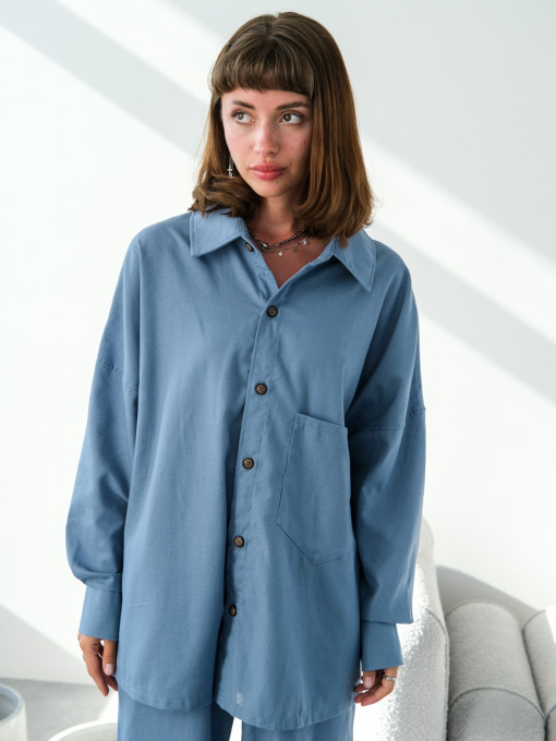 Рубашка повседневная IJ модель ij-sorochka-linen-blue Фото