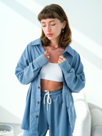 Рубашка повседневная IJ модель ij-sorochka-linen-blue Рубашка повседневная IJ модель ij-sorochka-linen-blue Фото