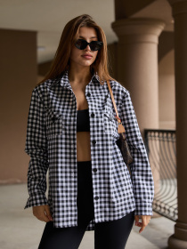 Рубашка повседневная MilaNova модель Рубашка Р-1 белый+черный Рубашка повседневная MilaNova модель Рубашка Р-1 белый+черный Фото