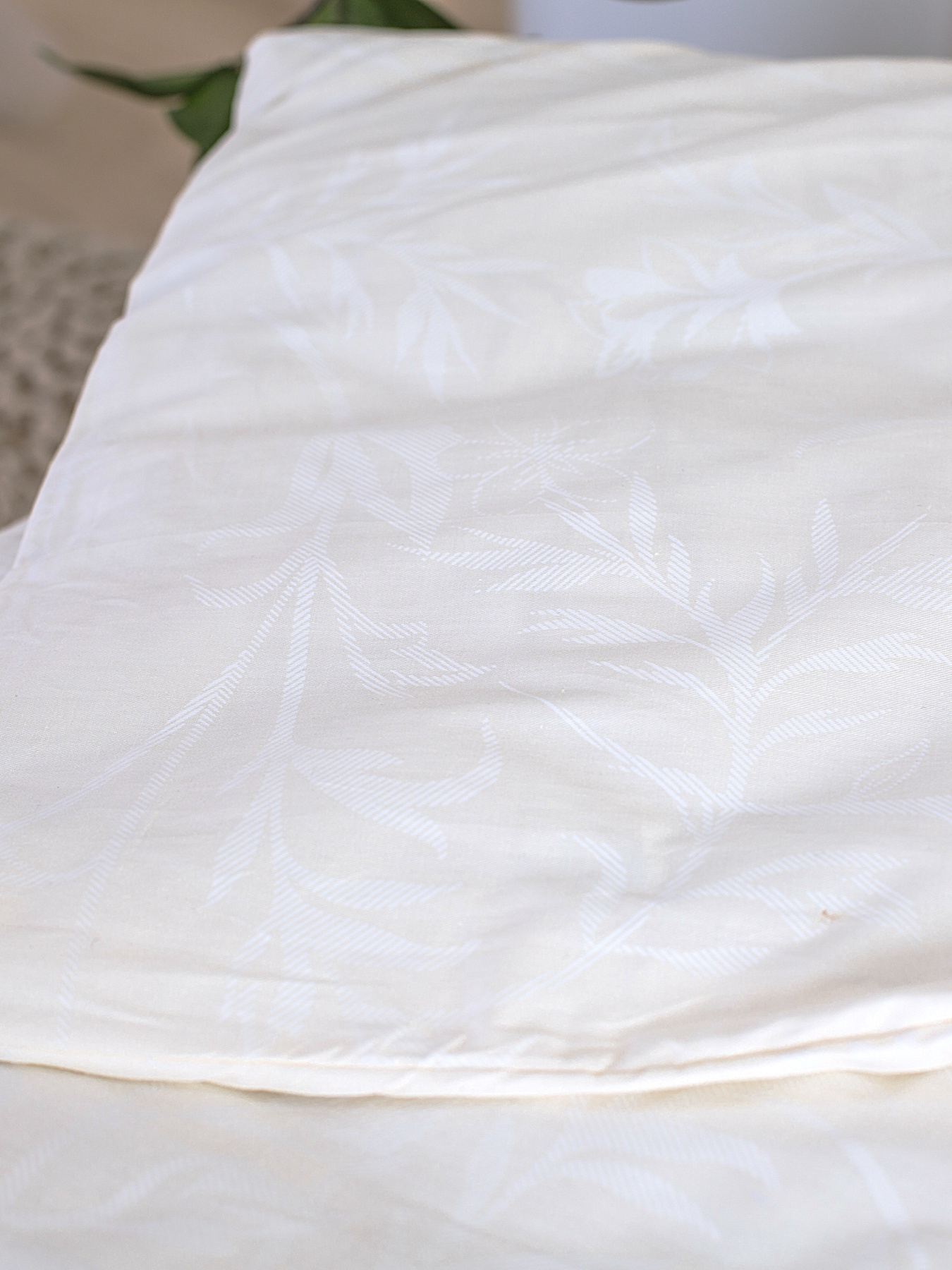 Комплект постільної білизни білого кольору із орнаментом із сатину Ecotton модель 19582 Фото