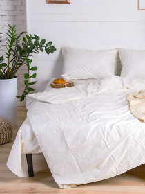 Комплект постільної білизни білого кольору із орнаментом із сатину Ecotton модель 19582 Фото