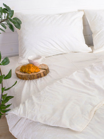 Комплект постільної білизни білого кольору із орнаментом із сатину Ecotton модель 19582 Фото