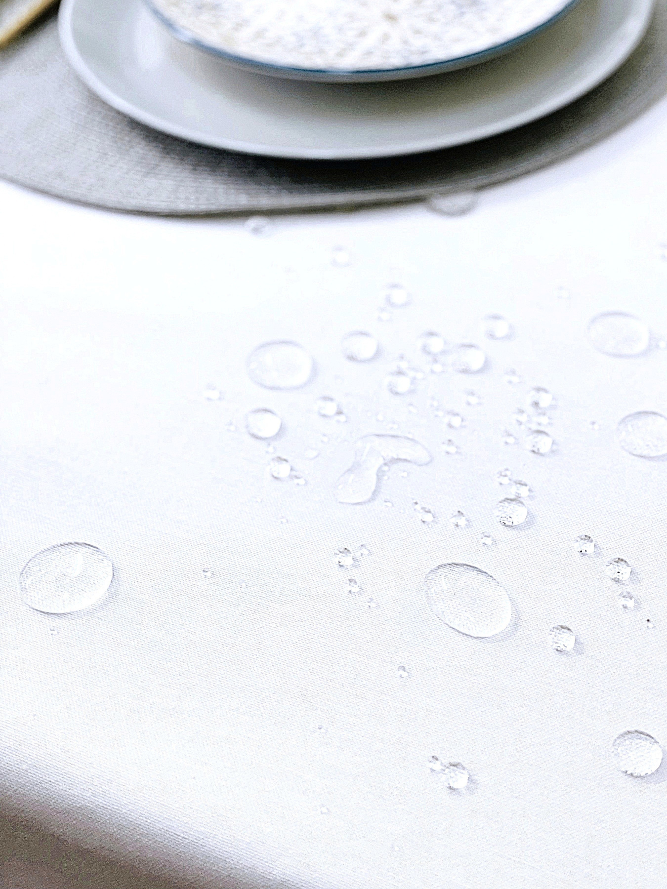 Скатертина столова із брудо- та водовідштовхувальною дією білого кольору однотонна Ecotton модель 23126 Фото