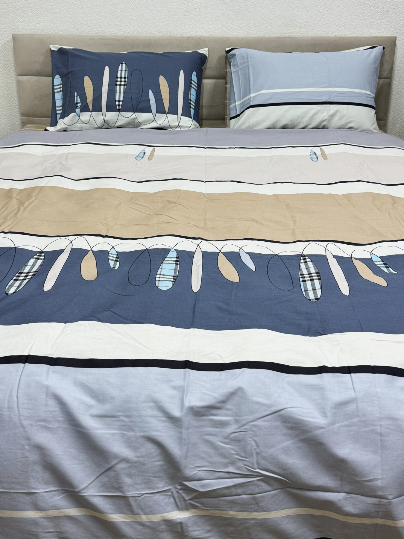 Комплект постільної білизни кремово-синій двосторонній Ecotton модель 23690 Фото