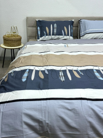 Комплект постільної білизни кремово-синій двосторонній Ecotton модель 23690 Фото