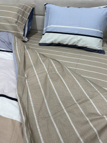 Комплект постільної білизни кремово-синій двосторонній Ecotton модель 23690 Фото