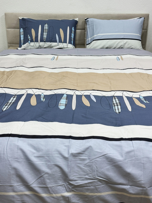 Комплект постільної білизни кремово-синій двосторонній Ecotton модель 23690 Фото