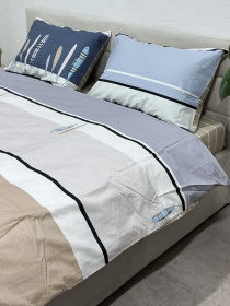 Комплект постільної білизни кремово-синій двосторонній Ecotton модель 23690 Комплект постільної білизни кремово-синій двосторонній Ecotton модель 23690 Фото