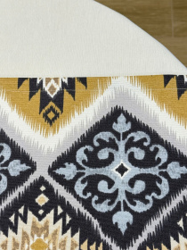 Раннер-дорожка для обеденного стола DUCK водоотталкивающая с орнаментом сине-жёлтая Ecotton модель 25002 Фото