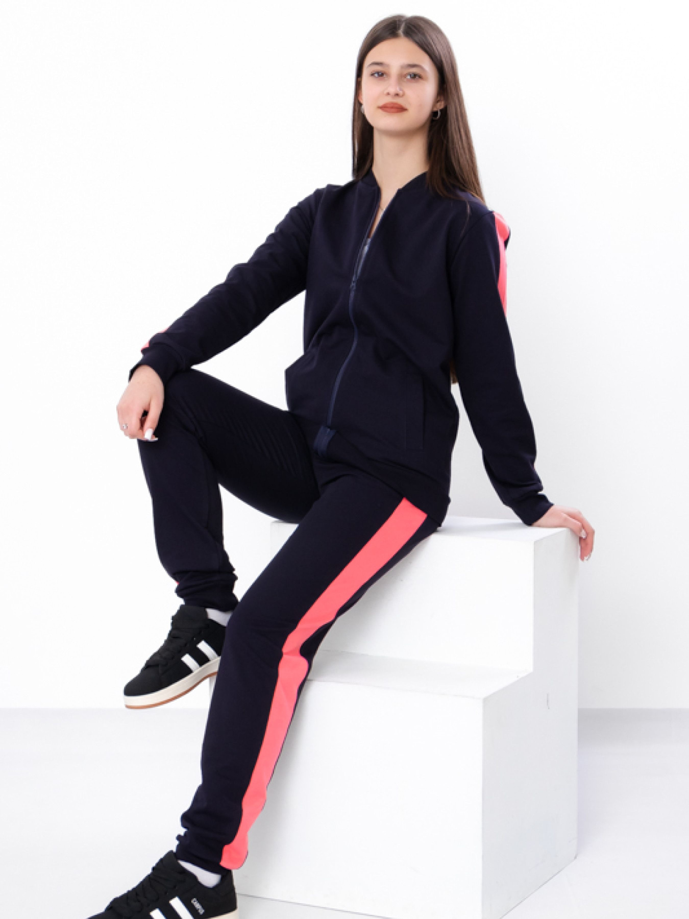 Спортивный костюм Носи своє модель 6152-057-1-chorn-sinj-pomaranchevij-koral Фото