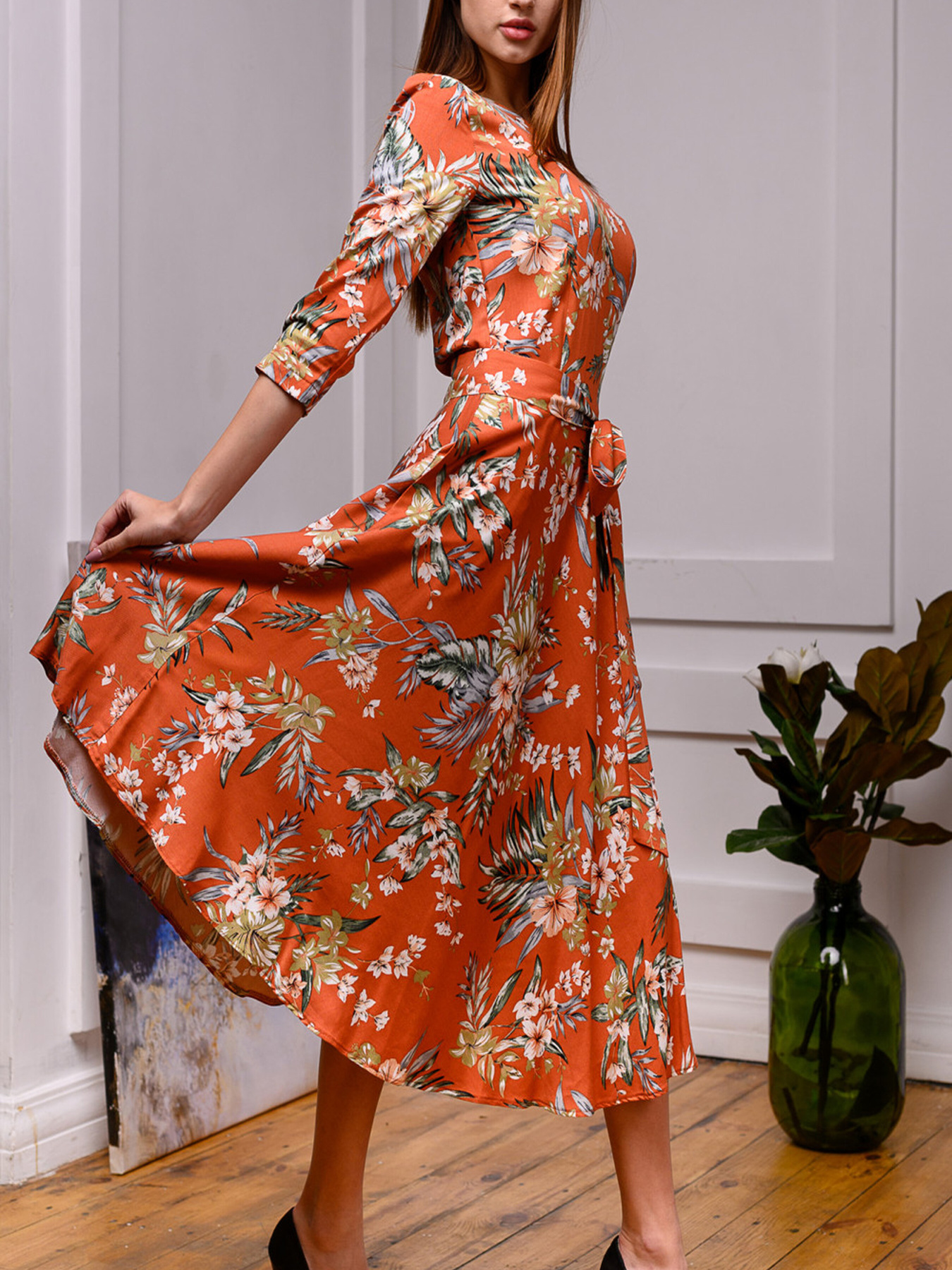 Платье миди LadyLike модель ll99416986-pomaranchevij Фото