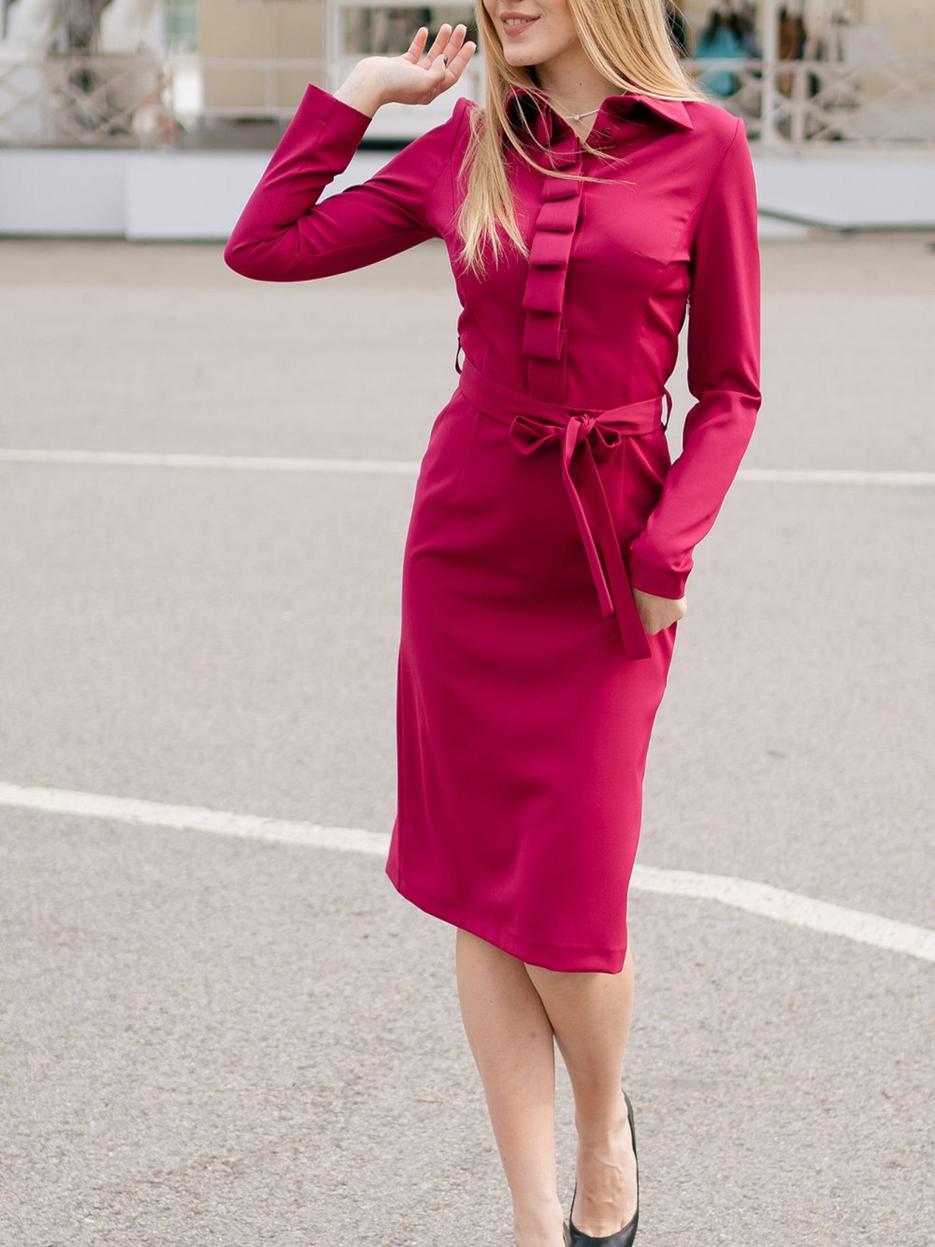 Платье миди LadyLike модель ll19020017-malinovij Фото