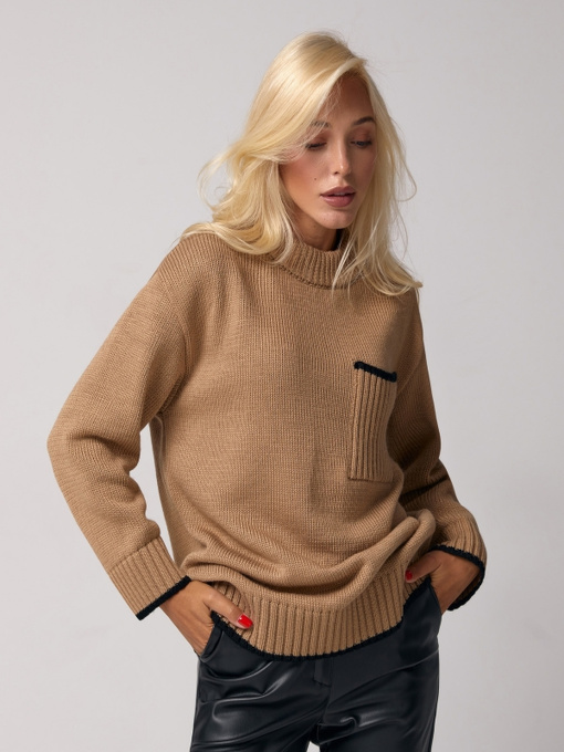 Свитер TrikoBakh модель 2795-psochnij-z-chornim Фото