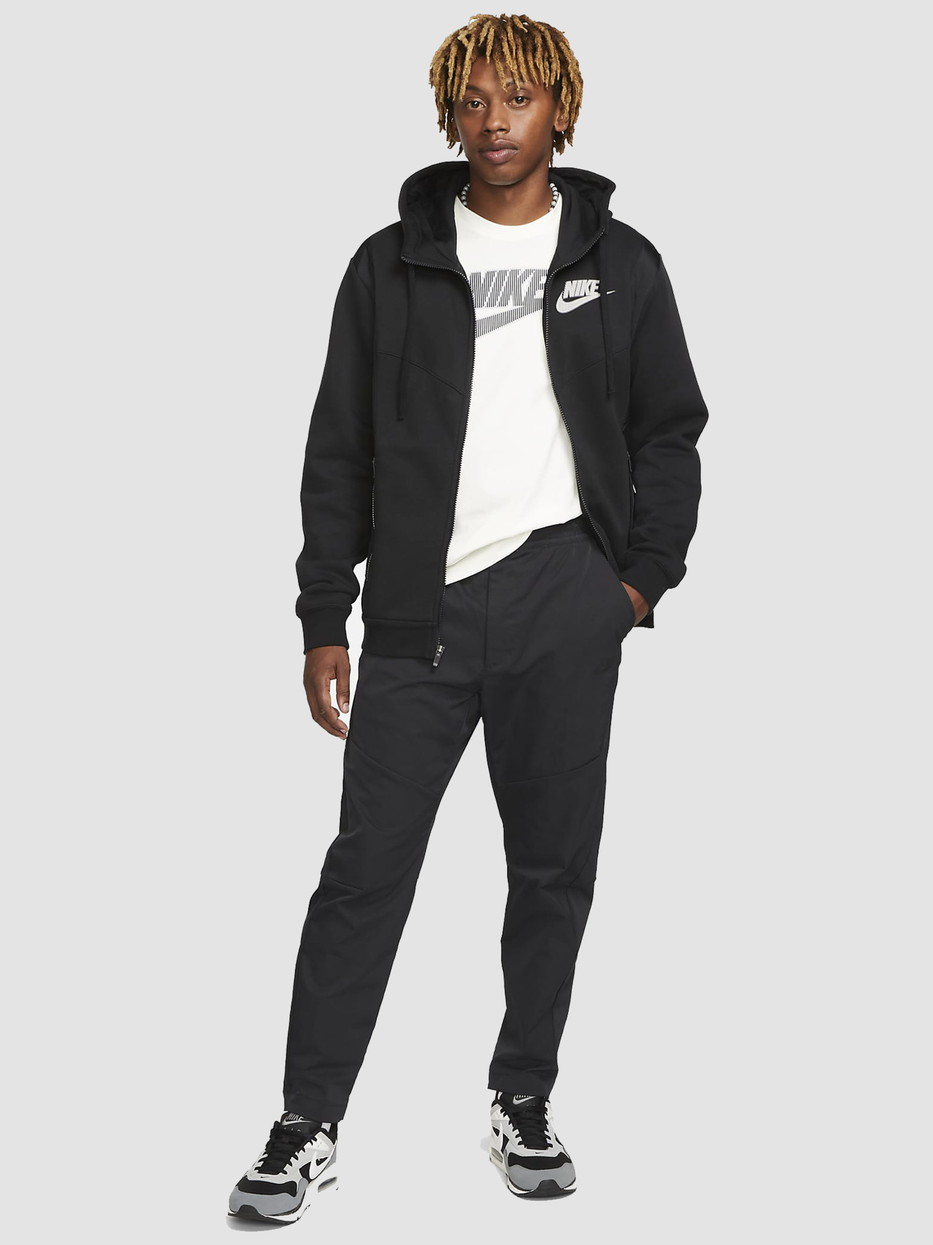 Кофта NIKE Sportswear Hybrid Full-Zip Fleece Hoodie модель DO7228-010 Фото