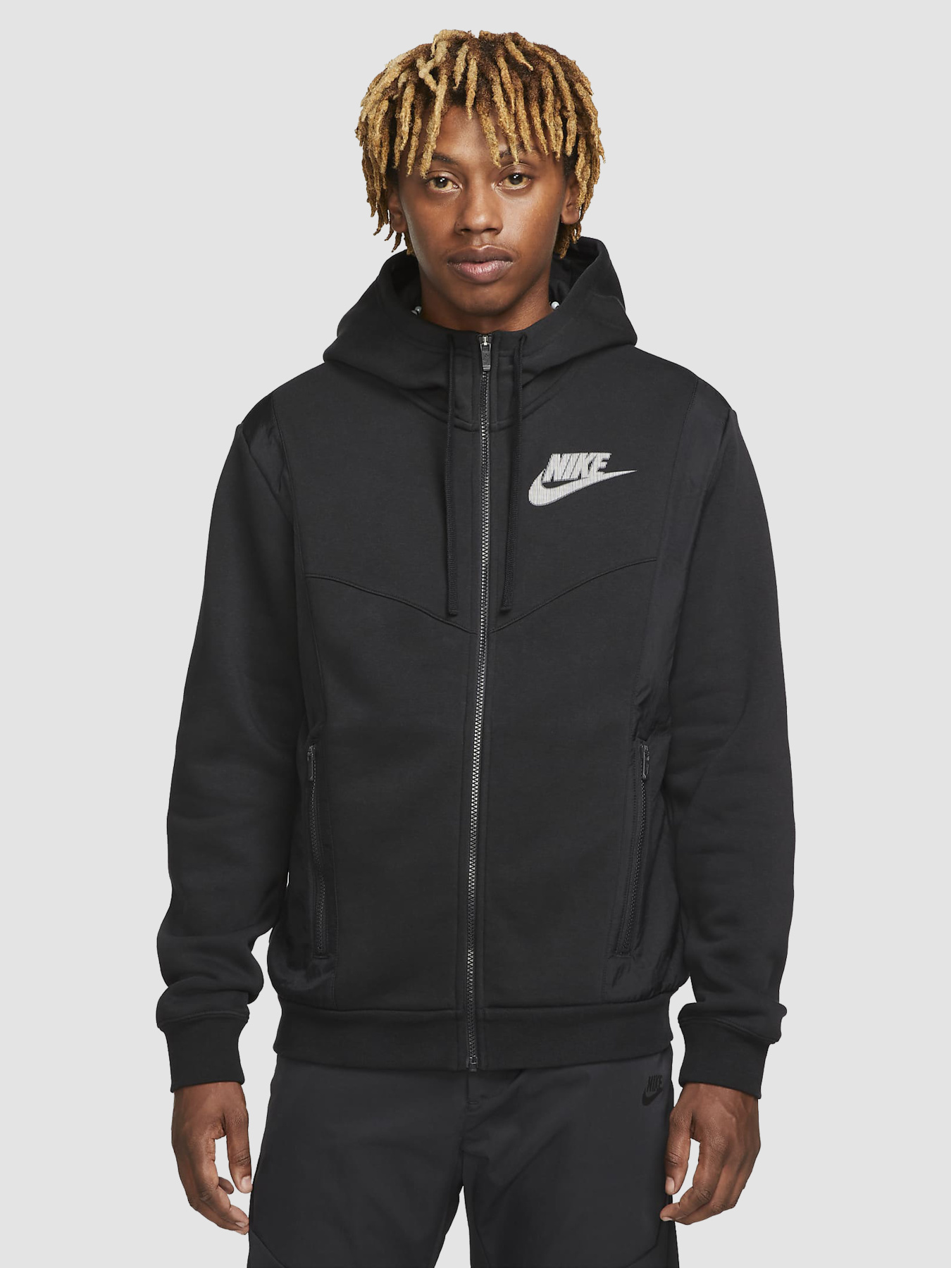 Кофта NIKE Sportswear Hybrid Full-Zip Fleece Hoodie модель DO7228-010 Фото
