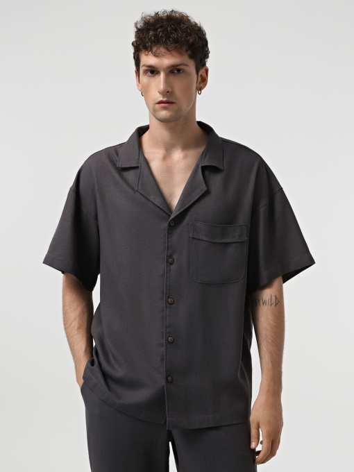 Рубашка повседневная IJ модель ij-sorochkaKR-linen-grafit-man Фото