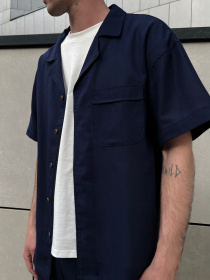 Рубашка повседневная IJ модель ij-sorochkaKR-linen-navi-man Рубашка повседневная IJ модель ij-sorochkaKR-linen-navi-man Фото