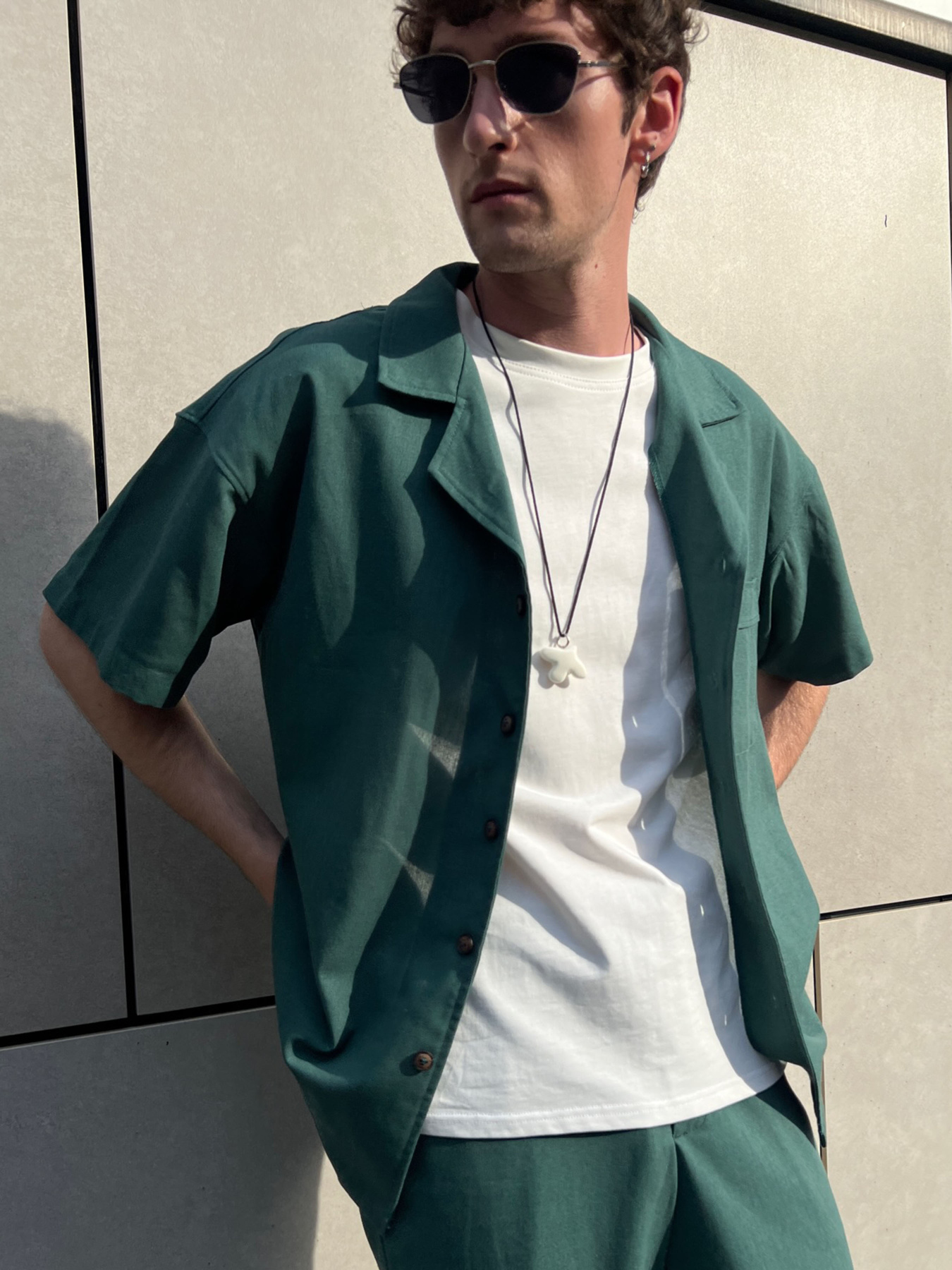 Рубашка повседневная IJ модель ij-sorochkaKR-linen-emerald-man Фото