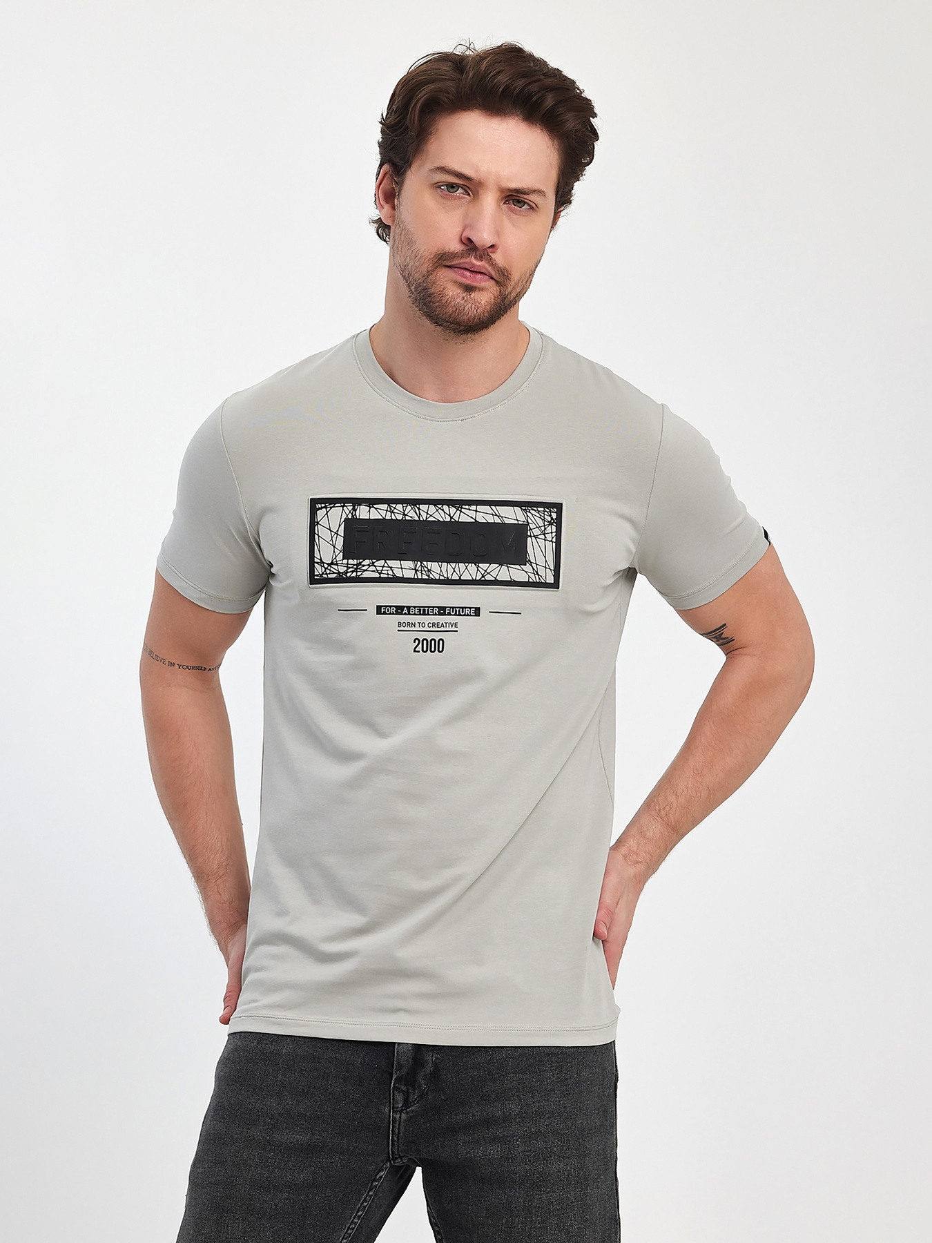 Футболка Trend Collection модель TC11380LightGreyFTBLK Фото