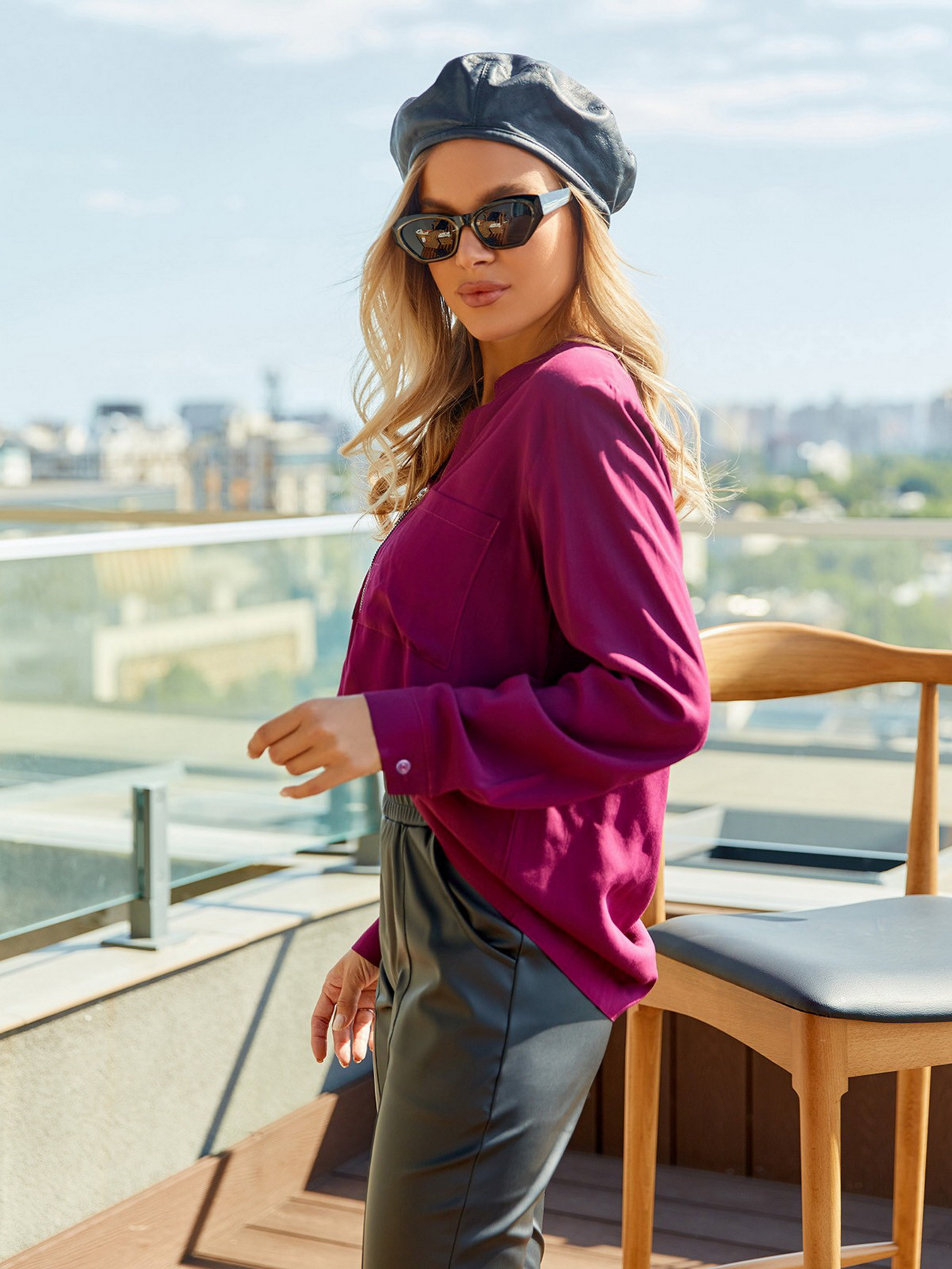 Блуза ISSA Plus модель SA-323_burgundy Блуза ISSA Plus модель SA-323_burgundy Фото