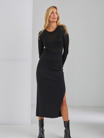 Спідниця міді TrikoBakh модель 2435-chornij Спідниця міді TrikoBakh модель 2435-chornij Фото