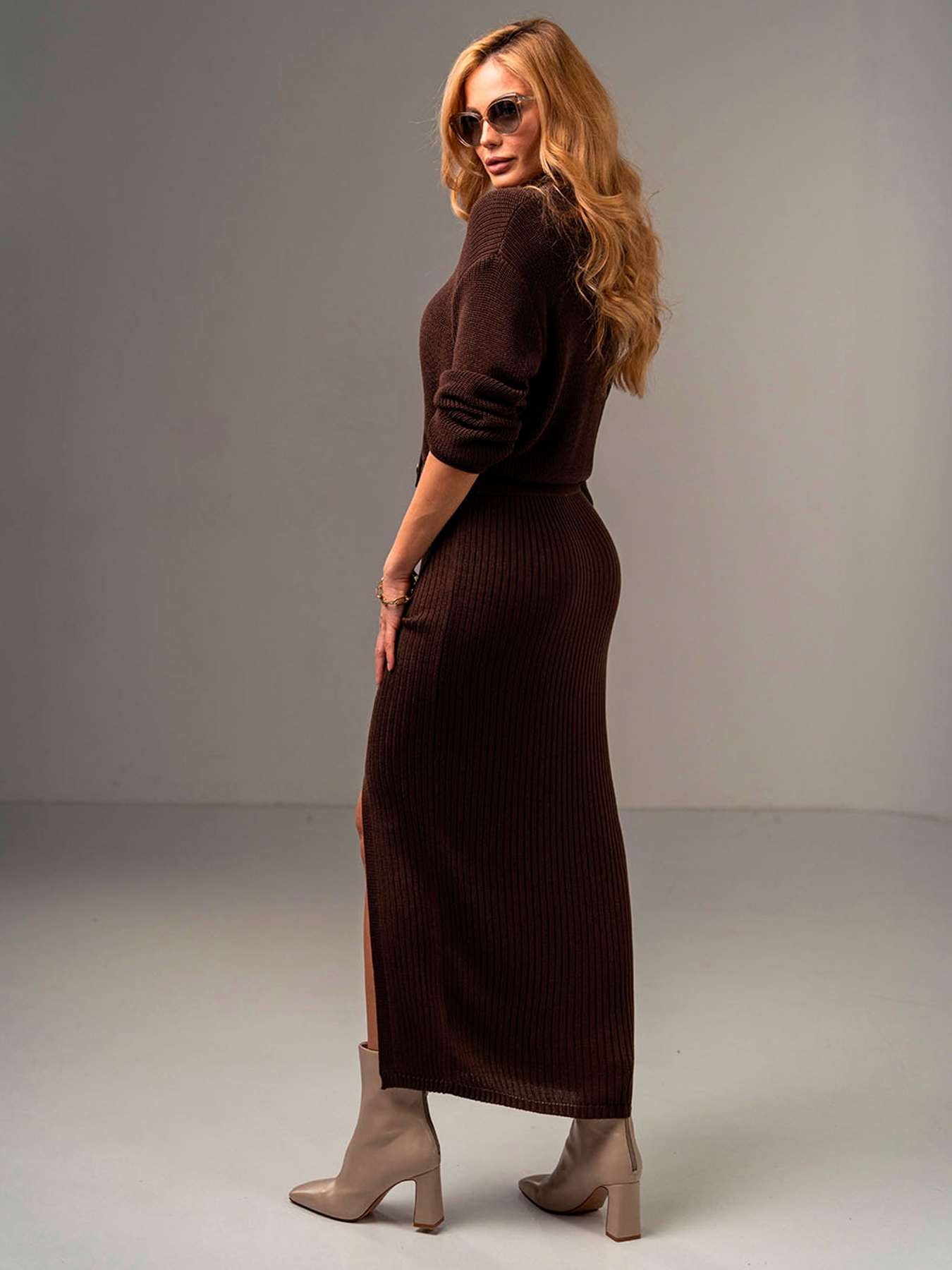 Платье миди TrikoBakh модель 2747-shokoladnij Платье миди TrikoBakh модель 2747-shokoladnij Фото