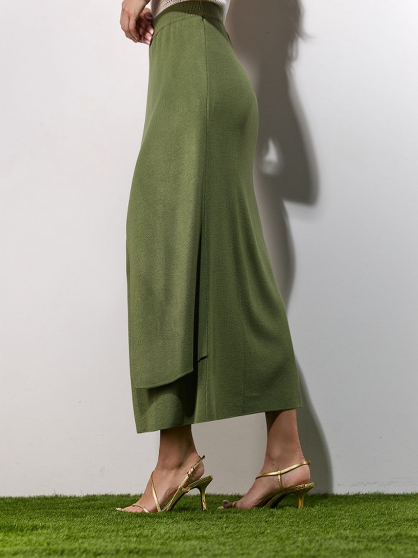 Юбка макси TrikoBakh модель 2457-olivkovij Фото