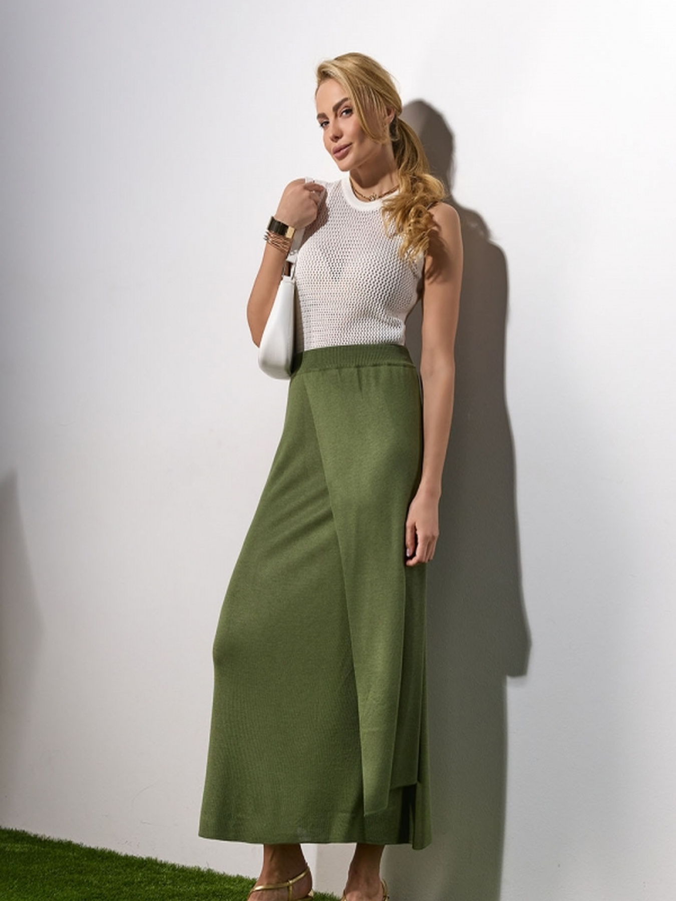 Юбка макси TrikoBakh модель 2457-olivkovij Фото