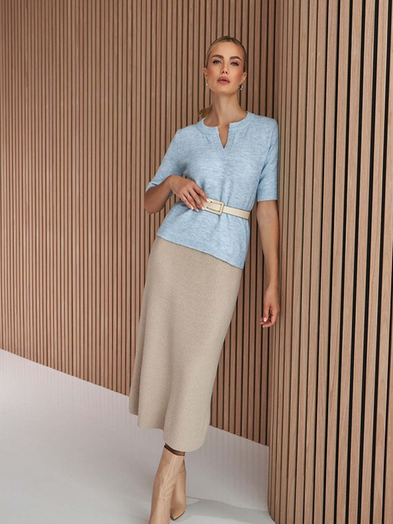 Спідниця міді TrikoBakh модель 2469-kremovij Фото