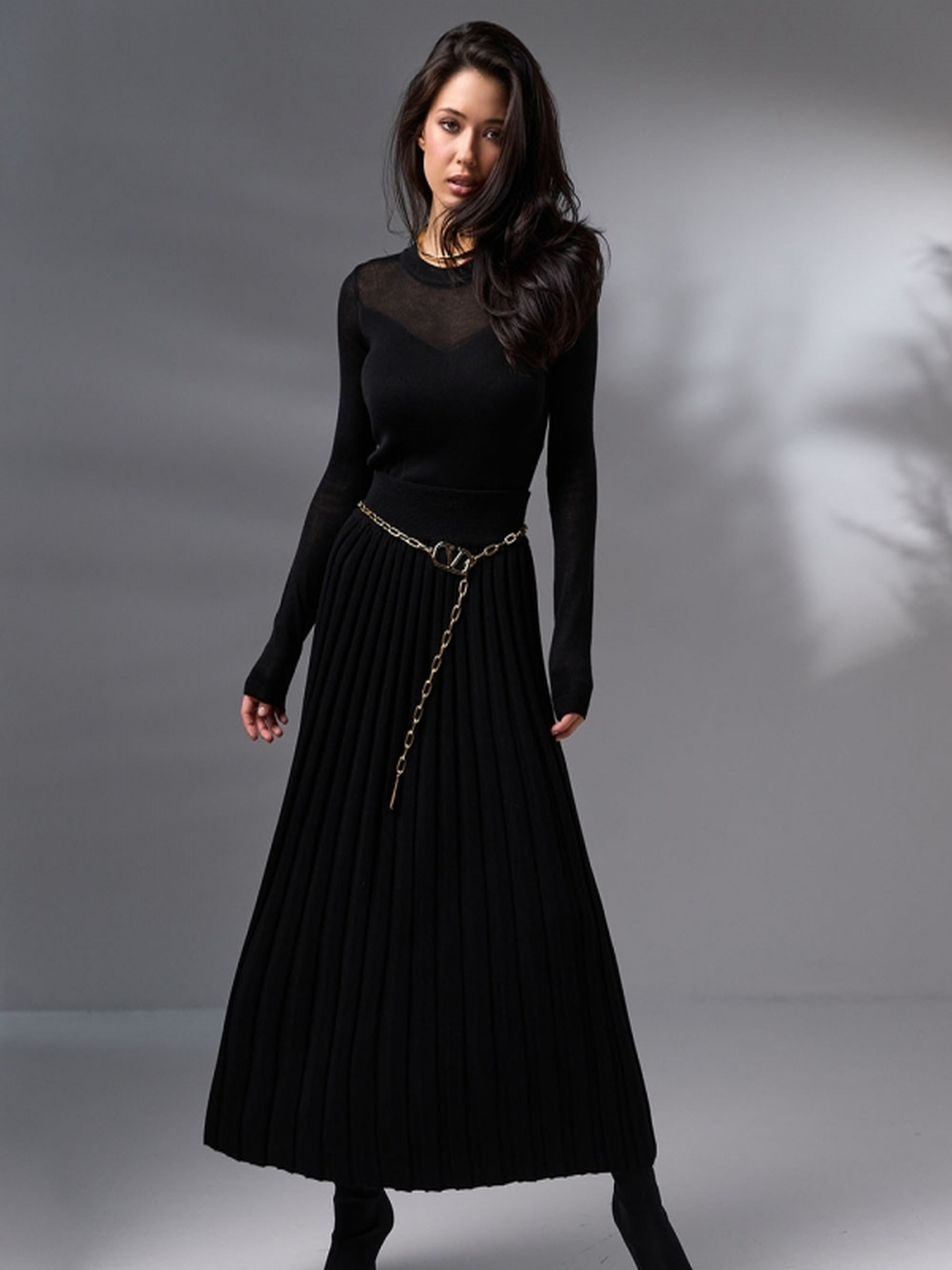 Юбка макси TrikoBakh модель 2025-chornij Фото