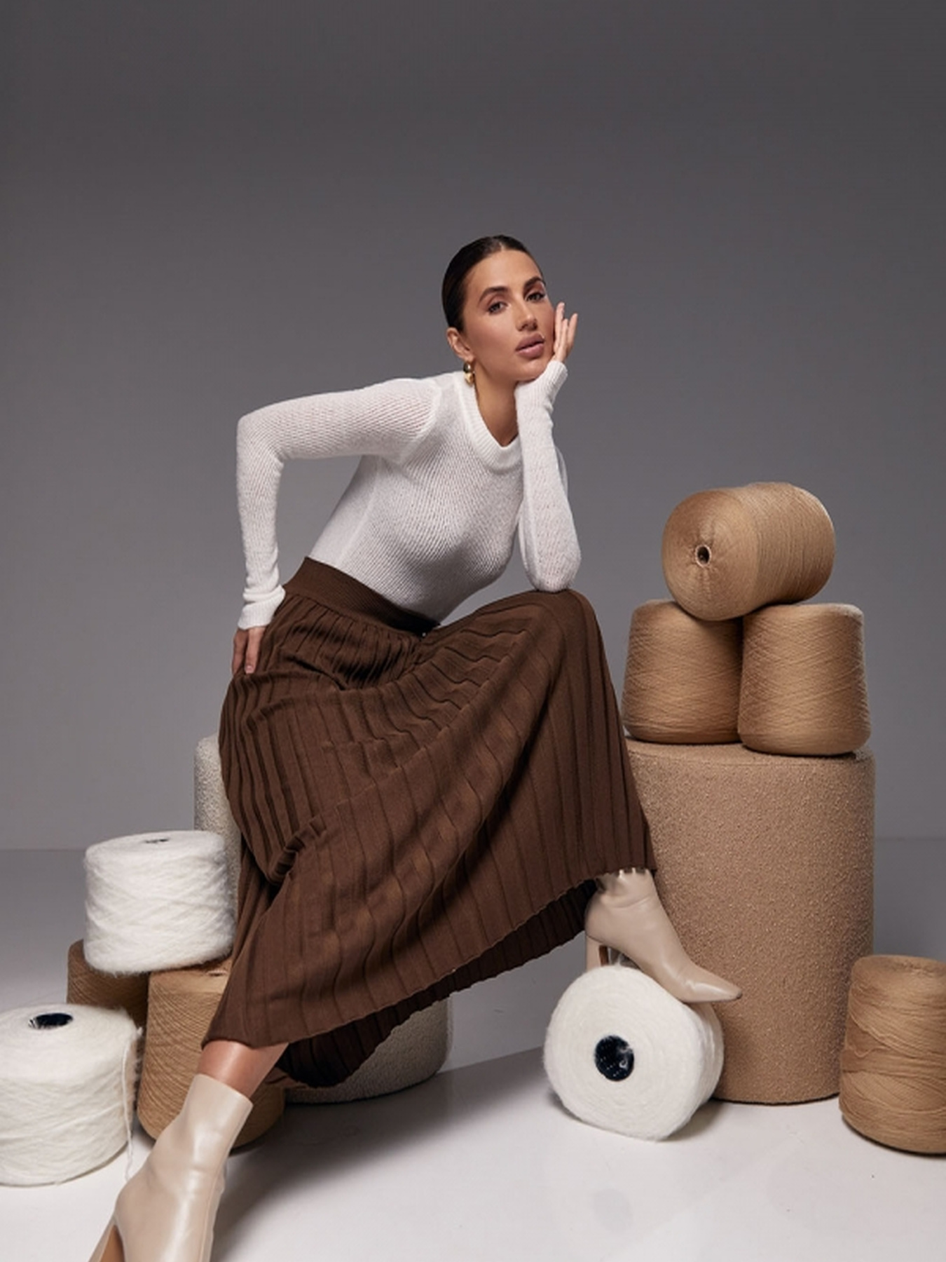 Юбка макси TrikoBakh модель 2025-shokoladnij Фото