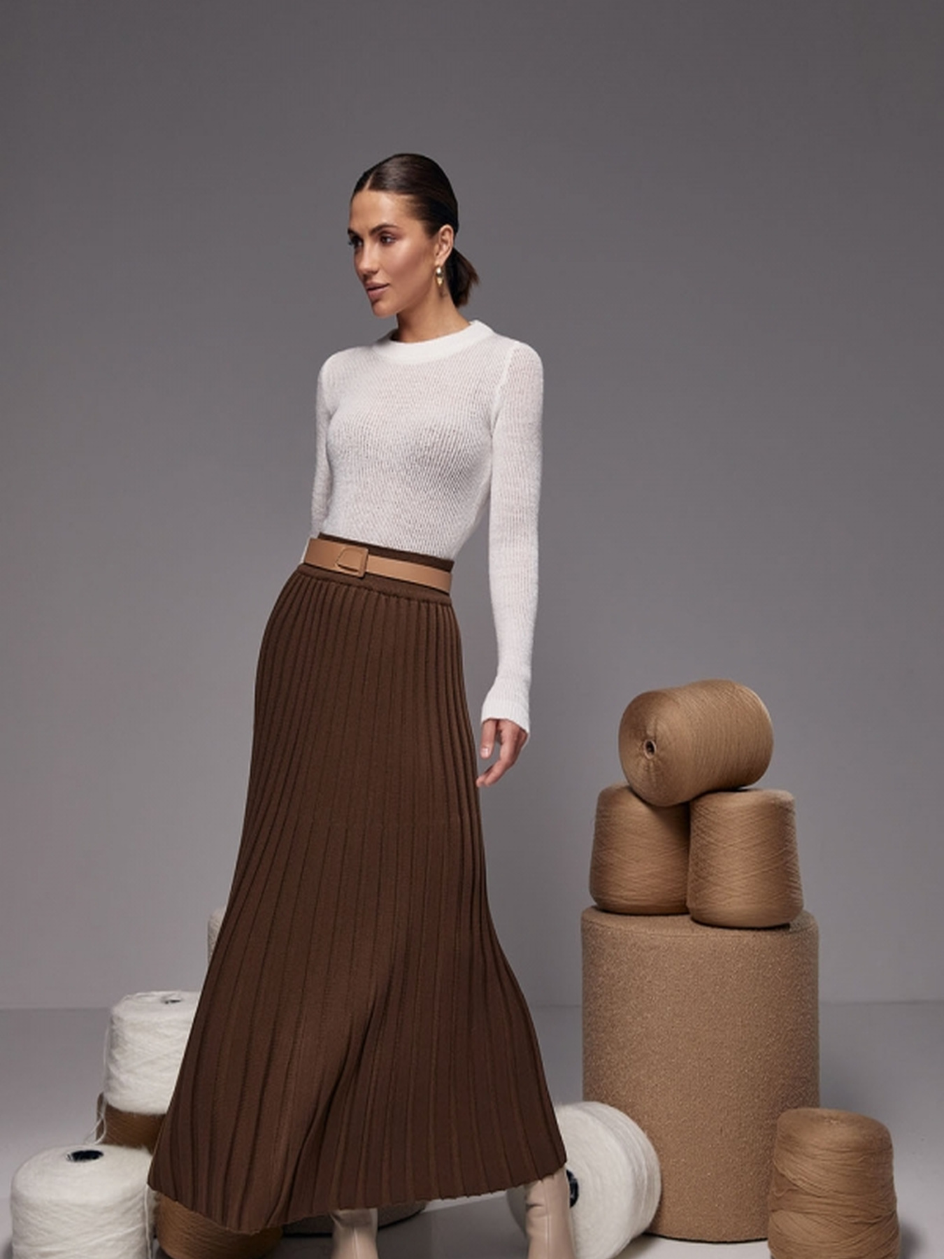 Юбка макси TrikoBakh модель 2025-shokoladnij Фото