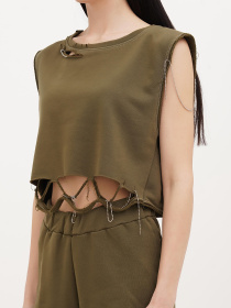 Топ Vicolo модель 222-VC-2742_хаки Топ Vicolo модель 222-VC-2742_хаки Фото
