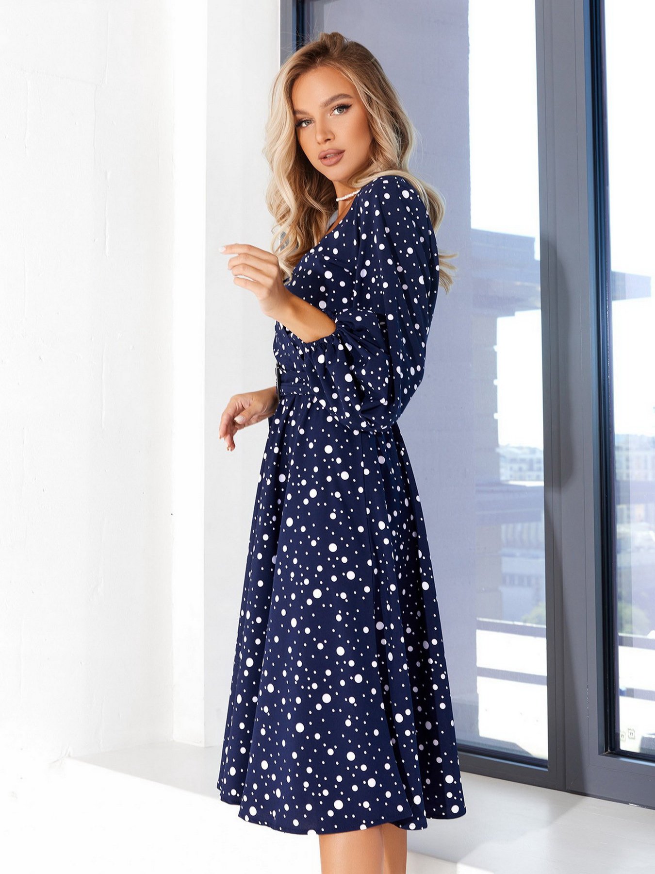 Платье миди ISSA Plus модель 12878_blue Фото